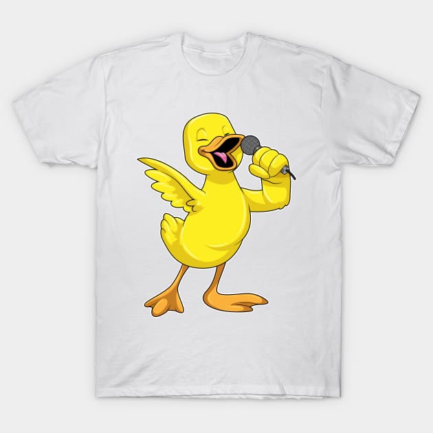 Duck as Singer with Microphone T-Shirt by Markus Schnabel